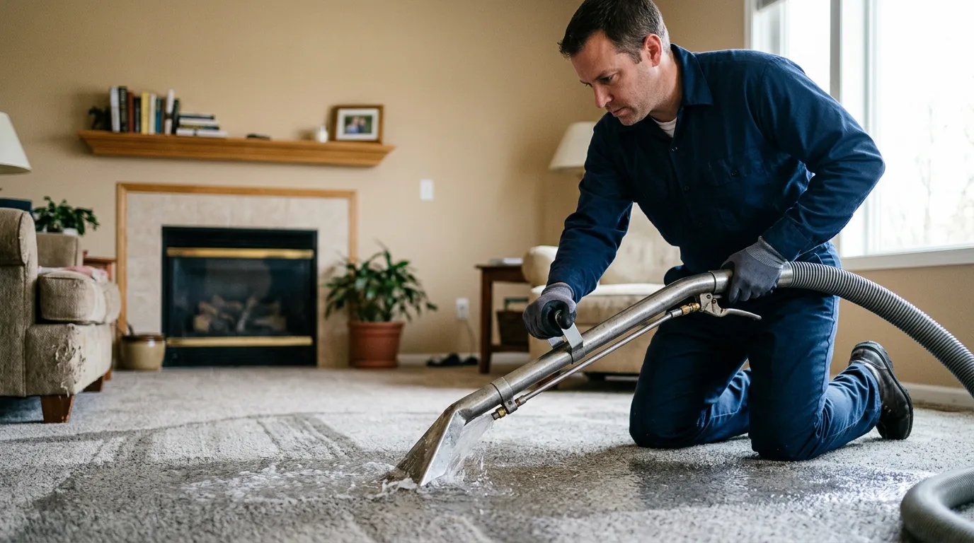 Water damage restoration technician working near Norcross, MN
